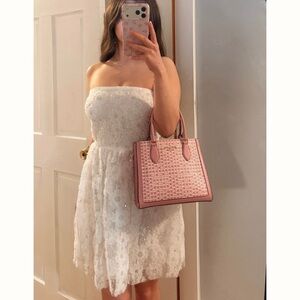 NWT Francesca’s White Floral Strapless Dress